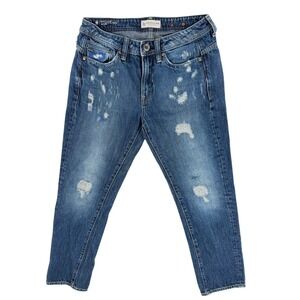 G-Star RAW Midge Saddle Boyfriend Jeans Distressed Blue Denim Women 26 X 26 Crop